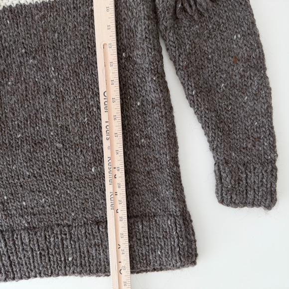 Handmade Alpaca Wool Sweater M/L Fringe Hand Knit Boho Artisan Peru Eco Undyed - Picture 14 of 16